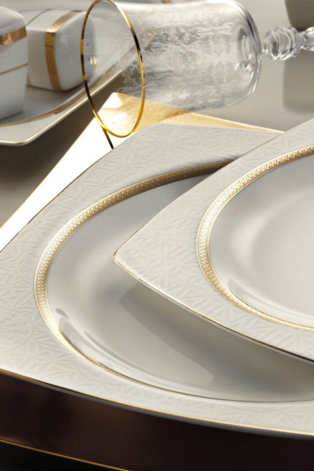 Kütahya Porcelain Bone Mare 62 Pieces 9675 Patterned Dinnerware