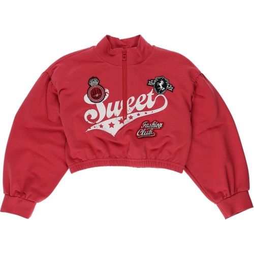 Girl Zipper Crest Detailed Sweatshirt