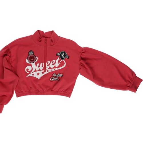 Girl Zipper Crest Detailed Sweatshirt
