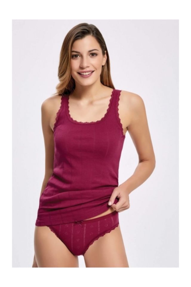Cherry Jacquard Thick Suspended Top and Bottom Set Dng Tekstil