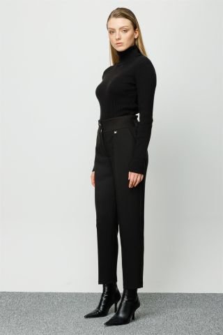 Ghisa Elastic Back Trousers BLACK