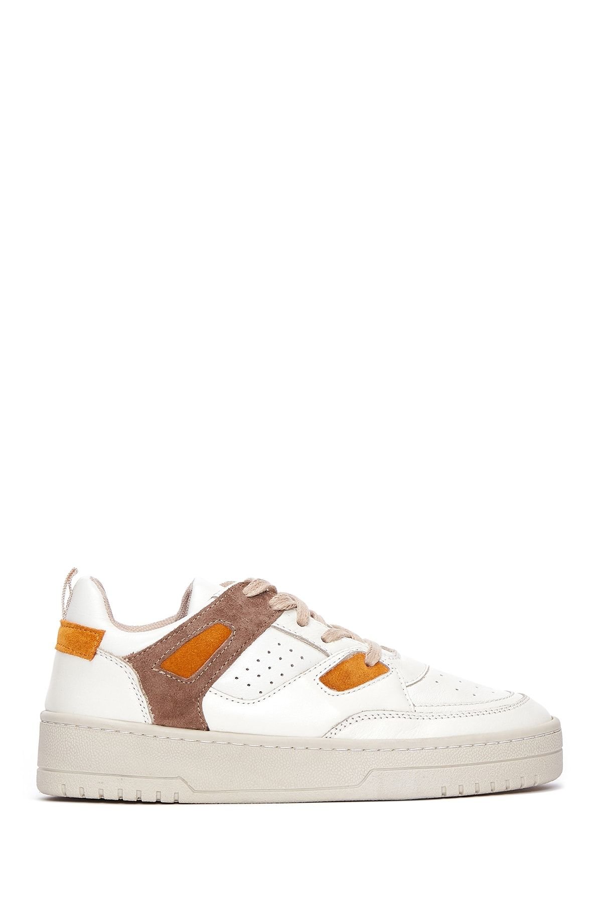 Kadın Süet Detaylı Deri Sneaker