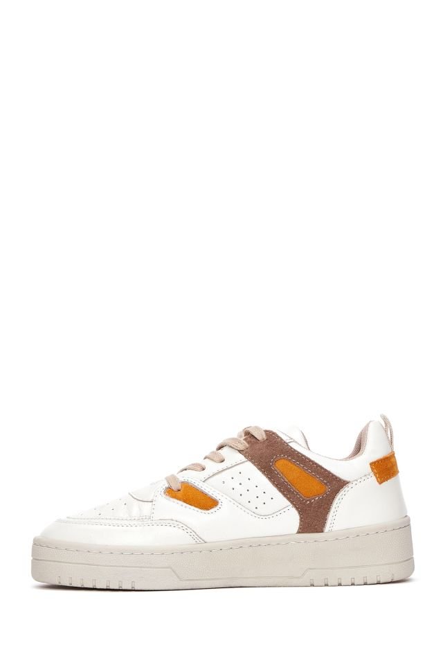 Kadın Süet Detaylı Deri Sneaker