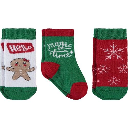 Baby Girl Triple Socks Set 0-12 Months Green