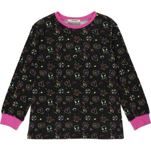 Girl's Crew Neck Printed Pajamas Set