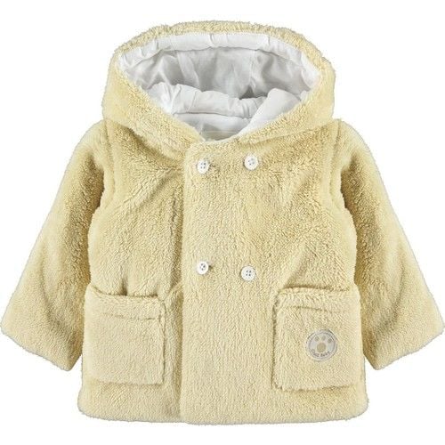 Baby Boy Hooded Plush Coat 6-18 Months Beige