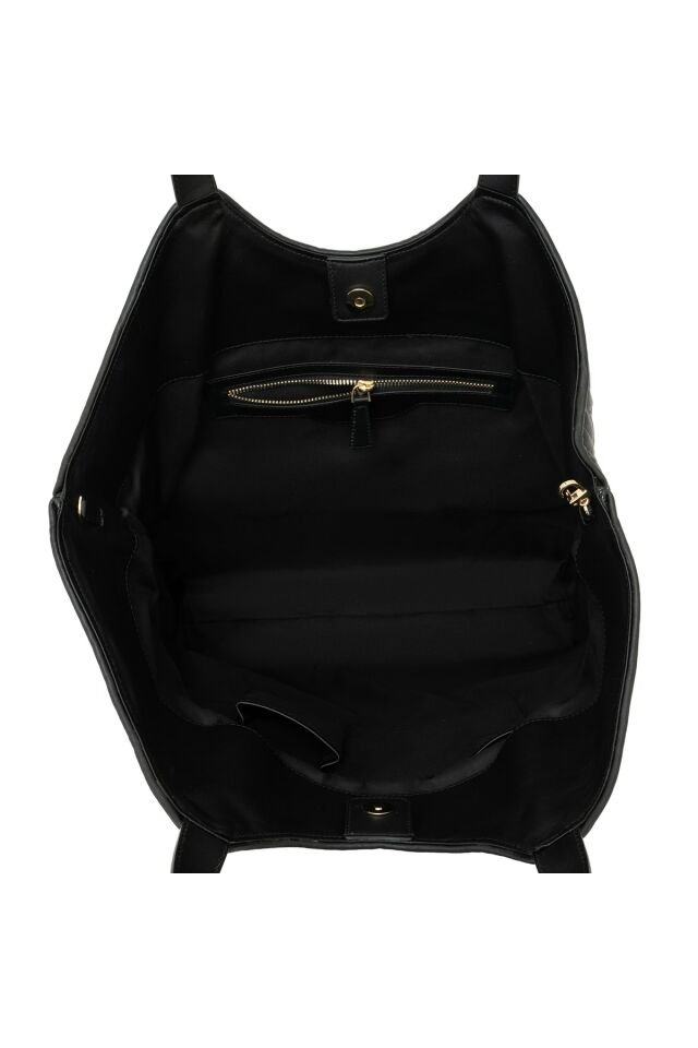 Lupine Black Women's Monogram Leather Shopping Bag