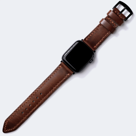 Çift Kat Deri Apple Watch Kayışı - Antik Kahve