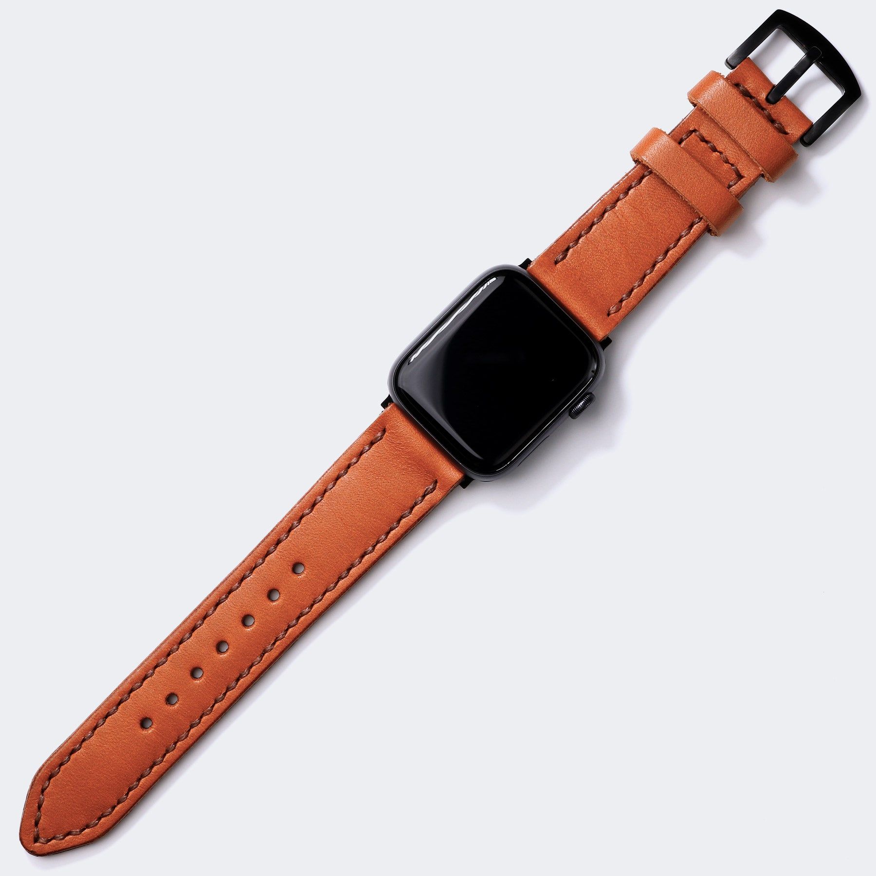 Çift Kat Deri Apple Watch Kayışı - Konyak