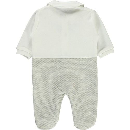 Mini Damla Erkek Bebek Patikli Tulum 0-9 Ay Gri
