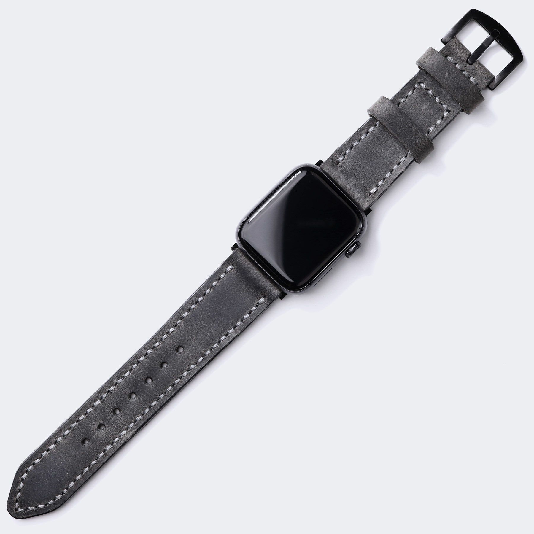 Çift Kat Deri Apple Watch Kayışı - Antik Gri