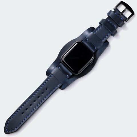 Bund Strap - Double Leather Apple Watch Strap - Indigo Blue
