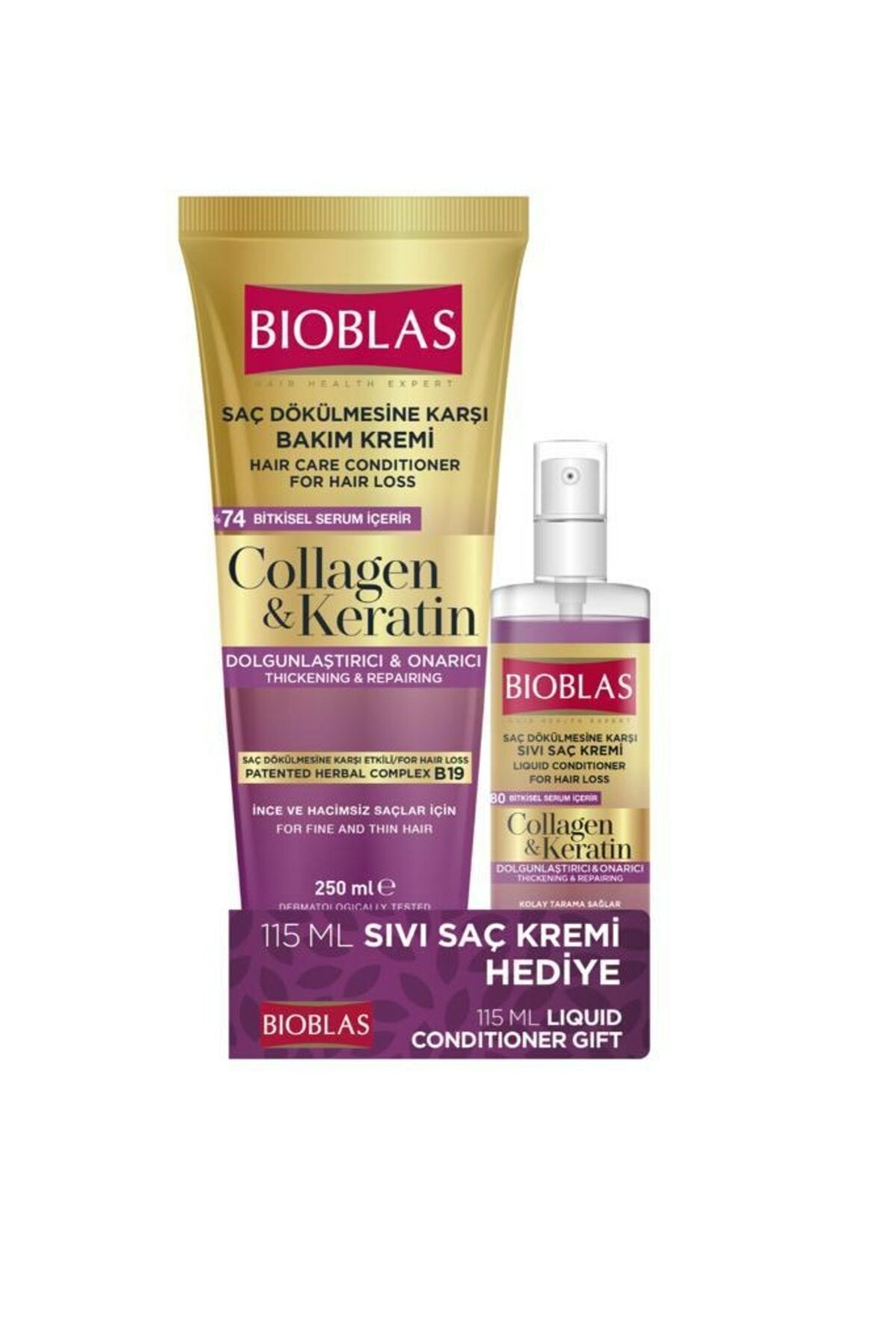 Saç Dökülmesine Karşı Bakım Kremi 250ml Collagen-Ceratin 115 Ml Sıvı Saç Kremi Hediye!!!