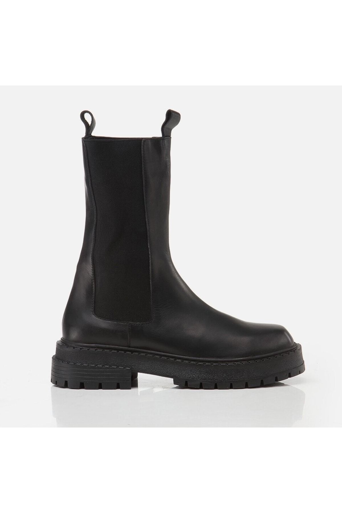 Genuine Leather Black Women's Flat Boots