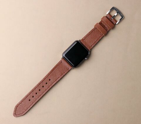 Saffiano Deri Apple Watch Kayış - Çikolata