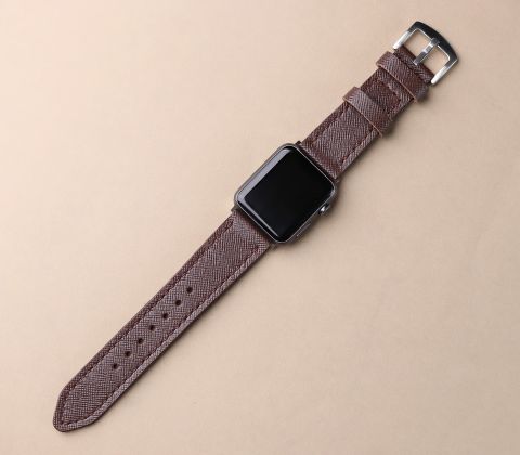 Saffiano Leather Apple Watch Strap - Bitter