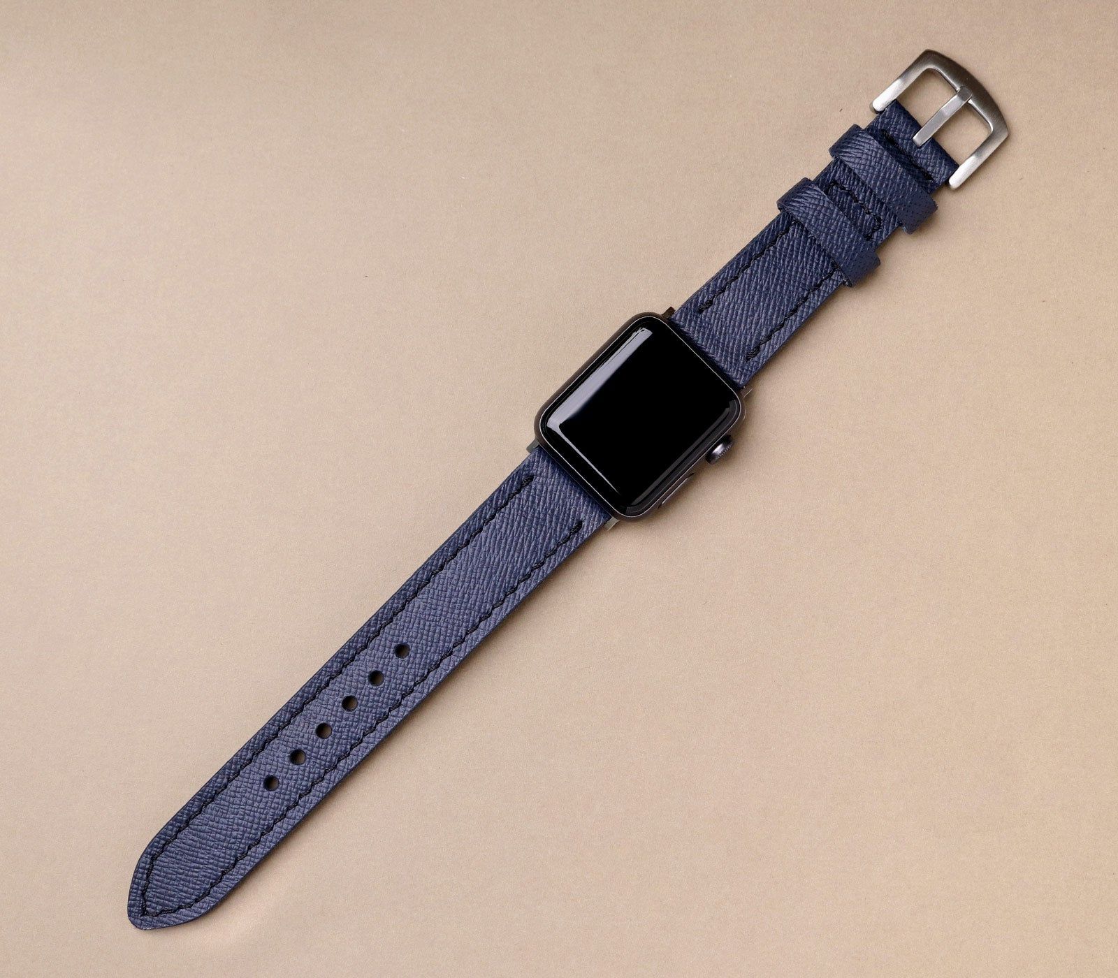 Saffiano Deri Apple Watch Kayış - Gece Mavisi