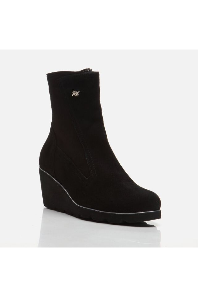 Genuine Leather Black Women's Flat Boots
