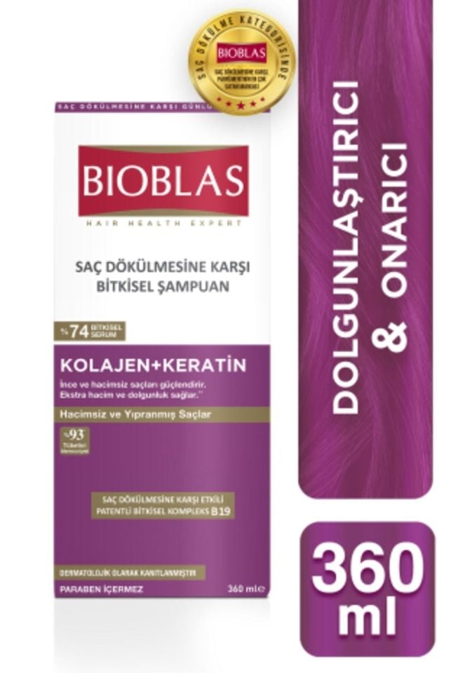 Saç Dökülmesine Karşı Hacim Şampuanı Collagen Keratin 360 ml