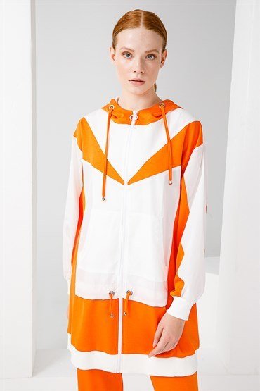 Zippered Tunic And Trousers Set Orange