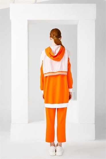 Zippered Tunic And Trousers Set Orange