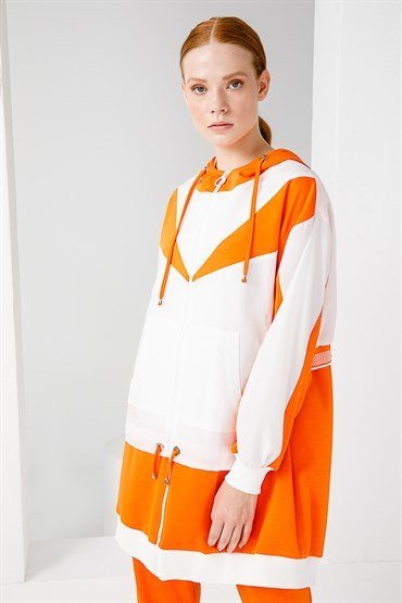 Zippered Tunic And Trousers Set Orange