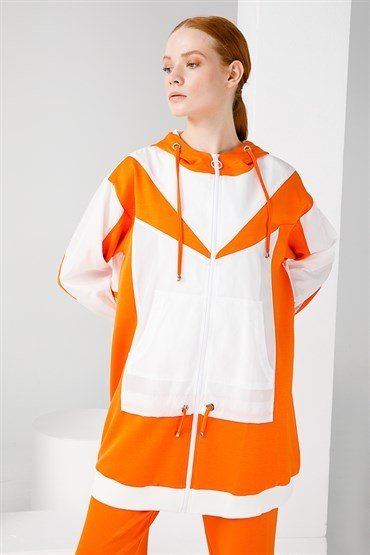 Zippered Tunic And Trousers Set Orange