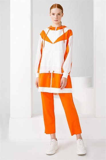 Zippered Tunic And Trousers Set Orange