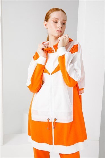 Zippered Tunic And Trousers Set Orange