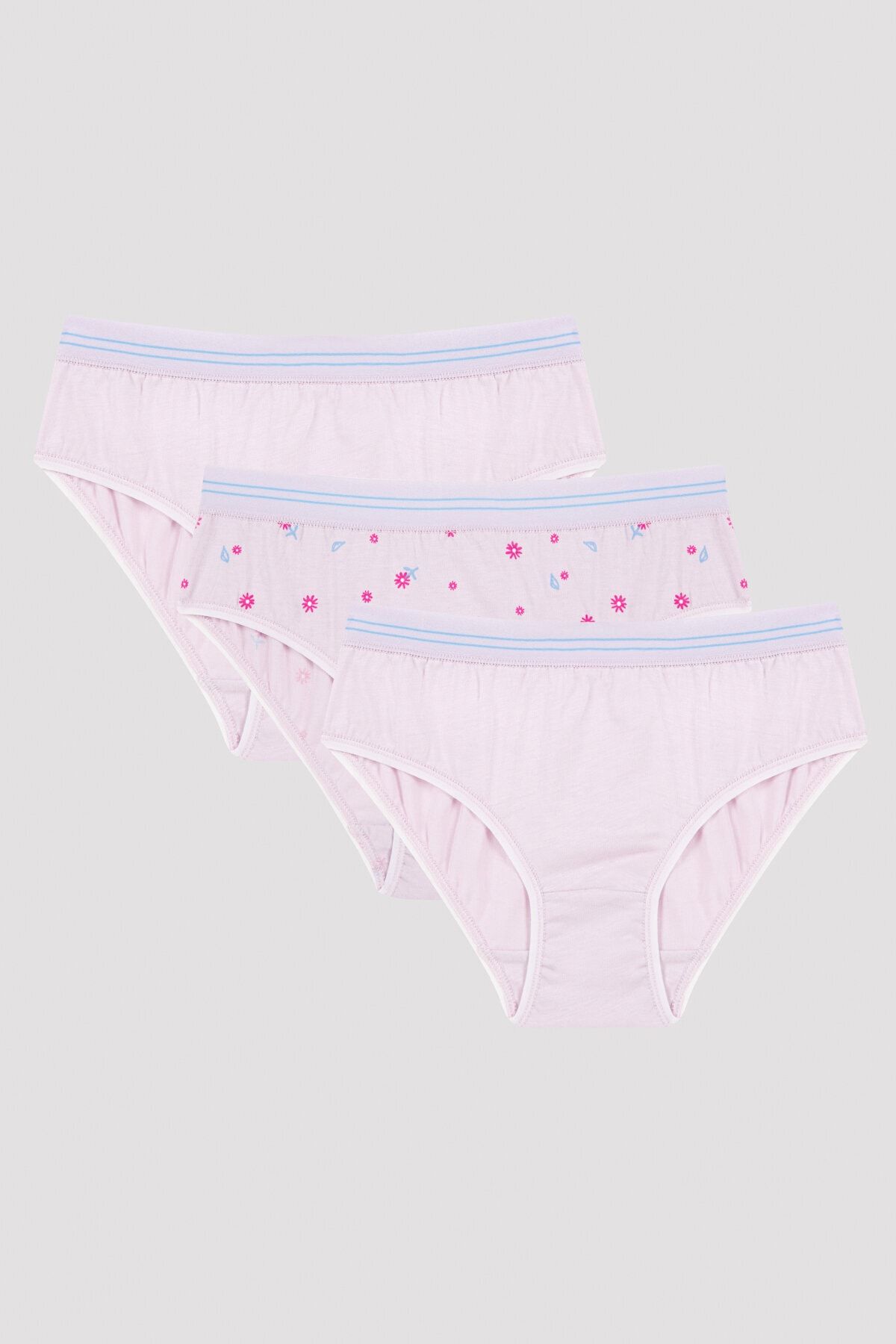 Lila Kız Çocuk Flower 3lü Slip Külot