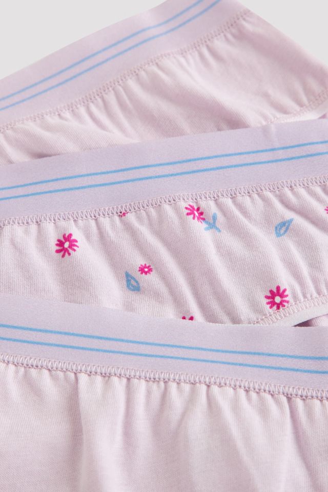 Lila Kız Çocuk Flower 3lü Slip Külot