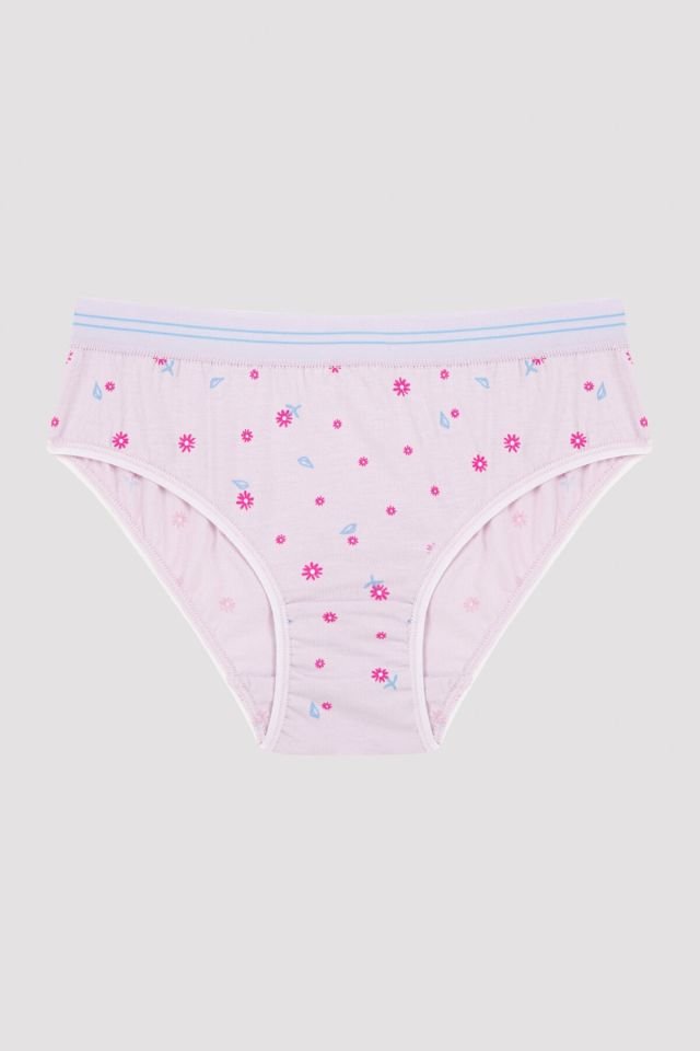 Lila Kız Çocuk Flower 3lü Slip Külot