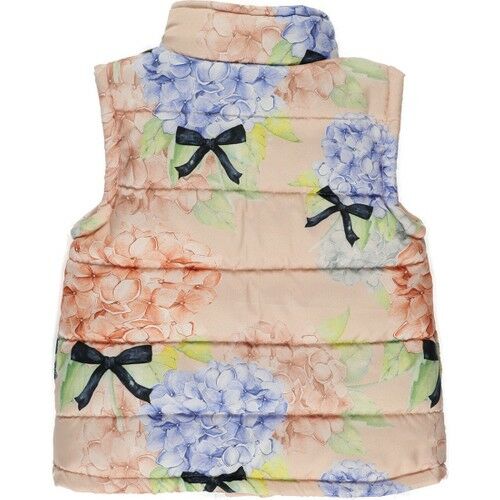 Girl's Floral Patterned Stand-Up Collar Micro Vest