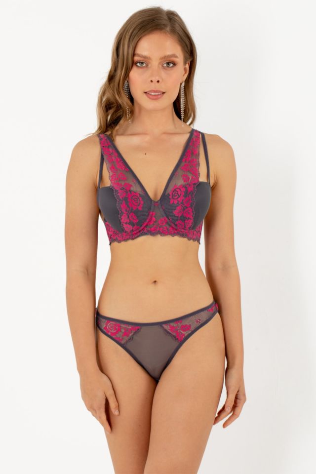 Rosy Lace Push-up Padded Lace Strap Detailed Bra Set