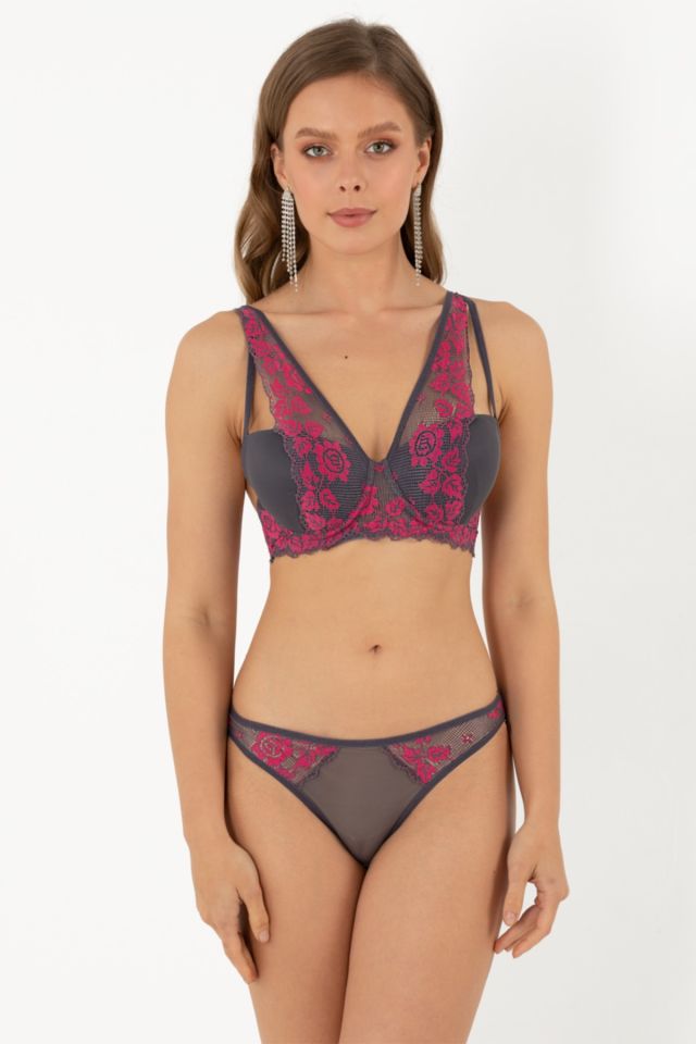 Rosy Lace Push-up Padded Lace Strap Detailed Bra Set