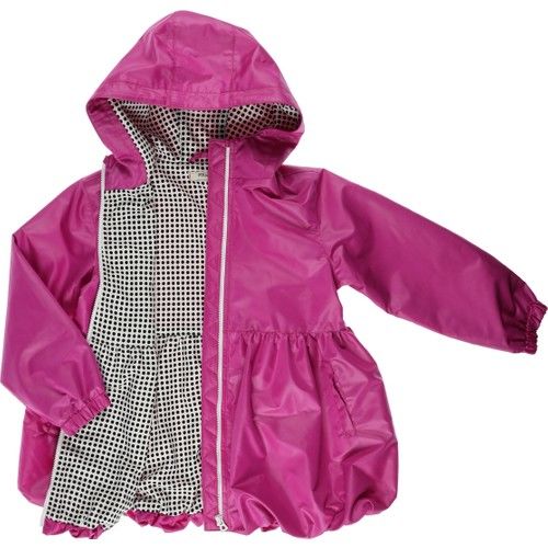 Girl's Skirt Balloon Detailed Hooded Raincoat