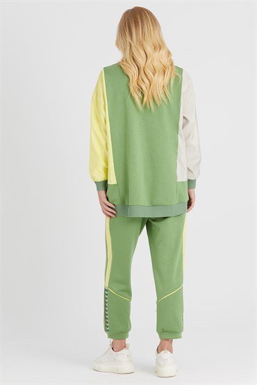 Embossed Printed Tunic Pants Set GREEN