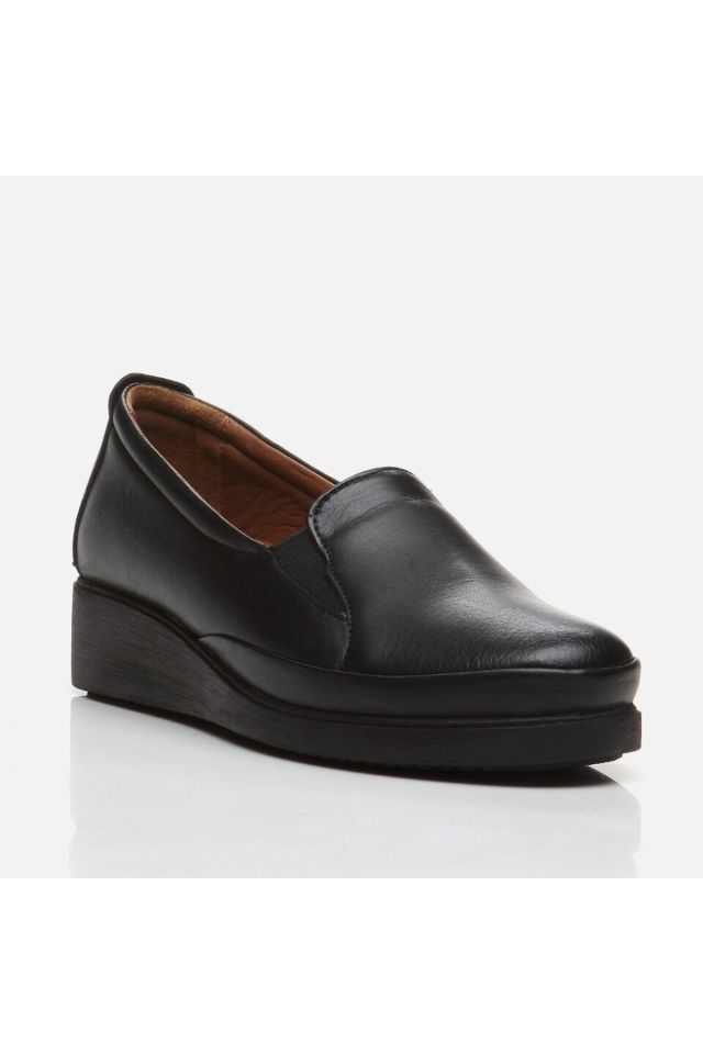 Genuine Leather Black Women's Loafers