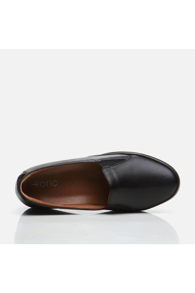 Genuine Leather Black Women's Loafers