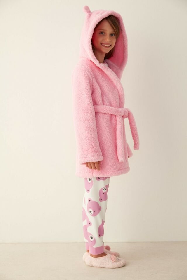 Açık Pembe Kız Çocuk G. Pink Bear Robe Sabahlık