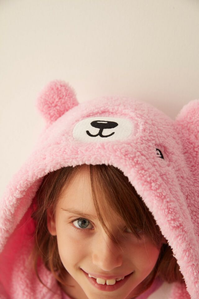 Açık Pembe Kız Çocuk G. Pink Bear Robe Sabahlık