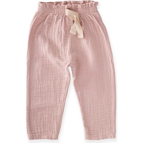 Ruffle Waist Wide Cut Muslin Trousers Ages 1-8 Powder Pink