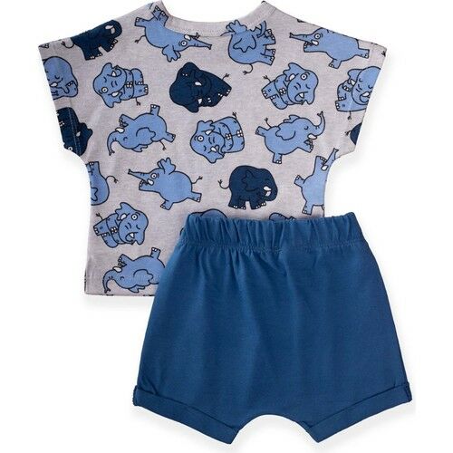 Patterned Shorts Suit 0-3 Ages Gray Melange