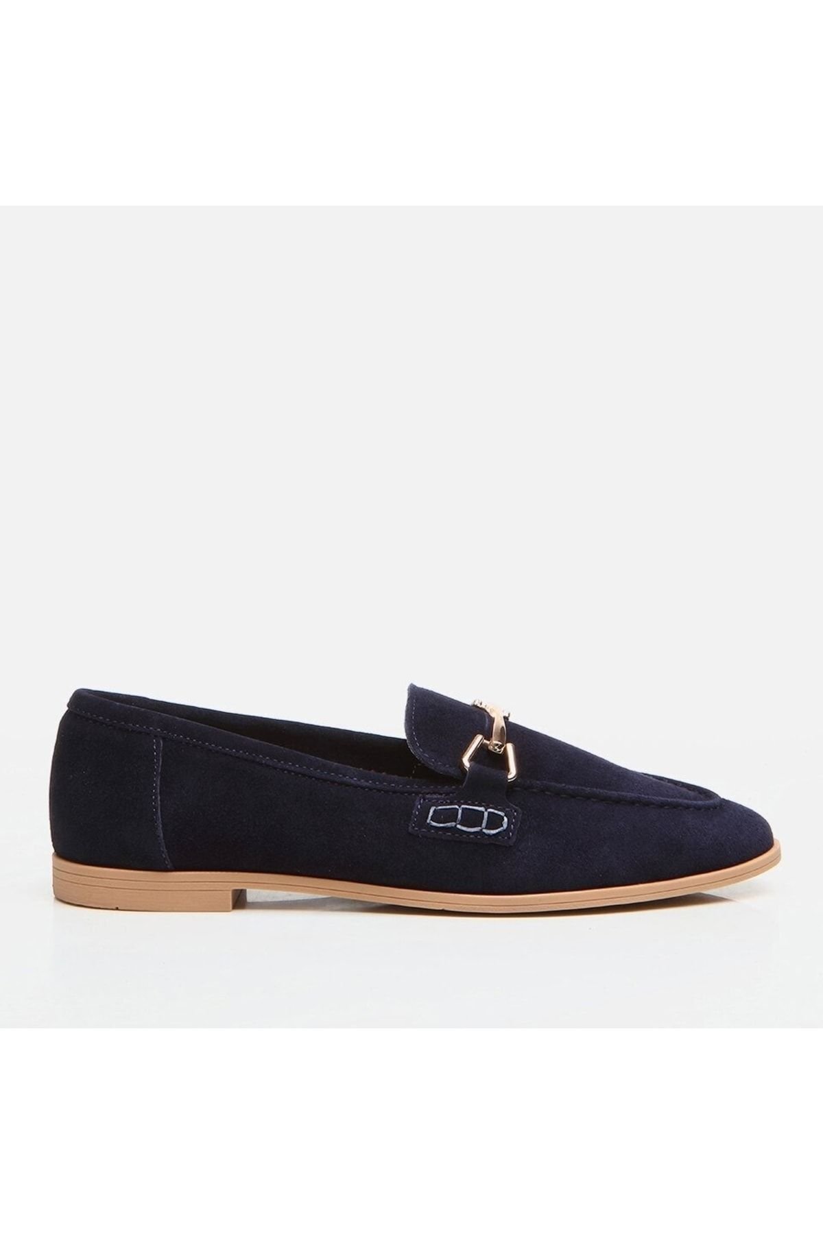 Hakiki Deri Lacivert Kadın Loafer