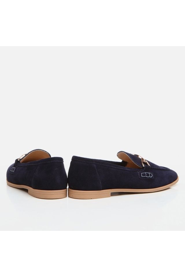 Hakiki Deri Lacivert Kadın Loafer