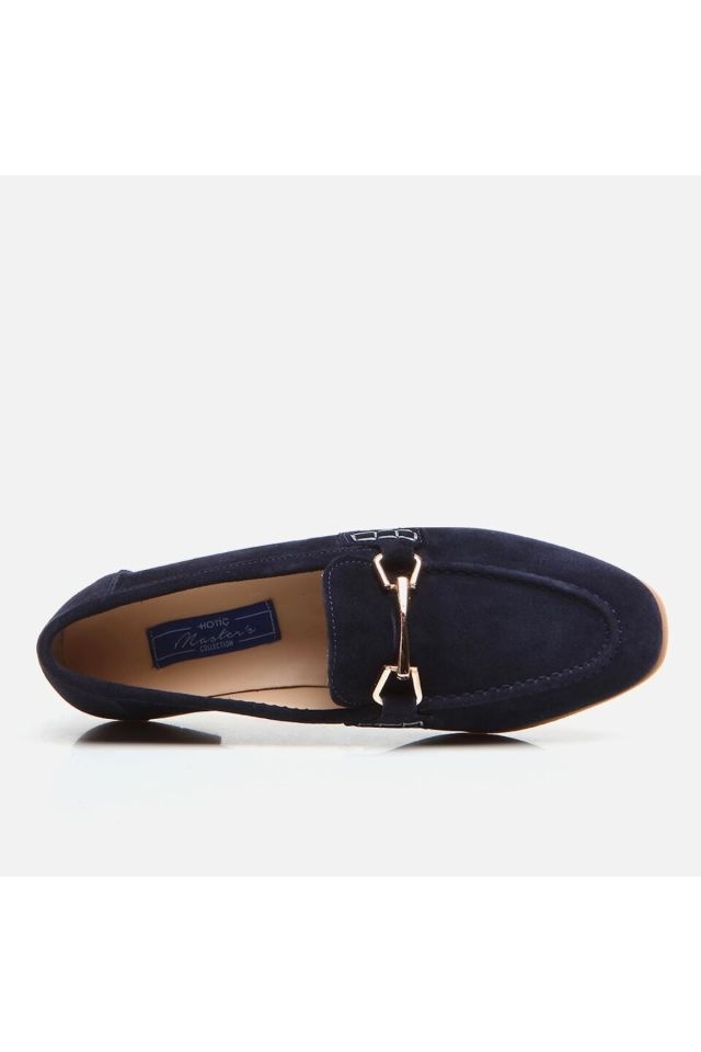 Hakiki Deri Lacivert Kadın Loafer