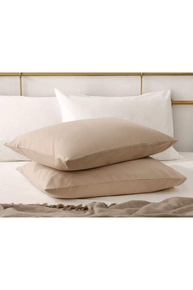 Düz Pamuklu 2'li Yastık Kılıfı 50x70 Cm Kahve Köpüğü