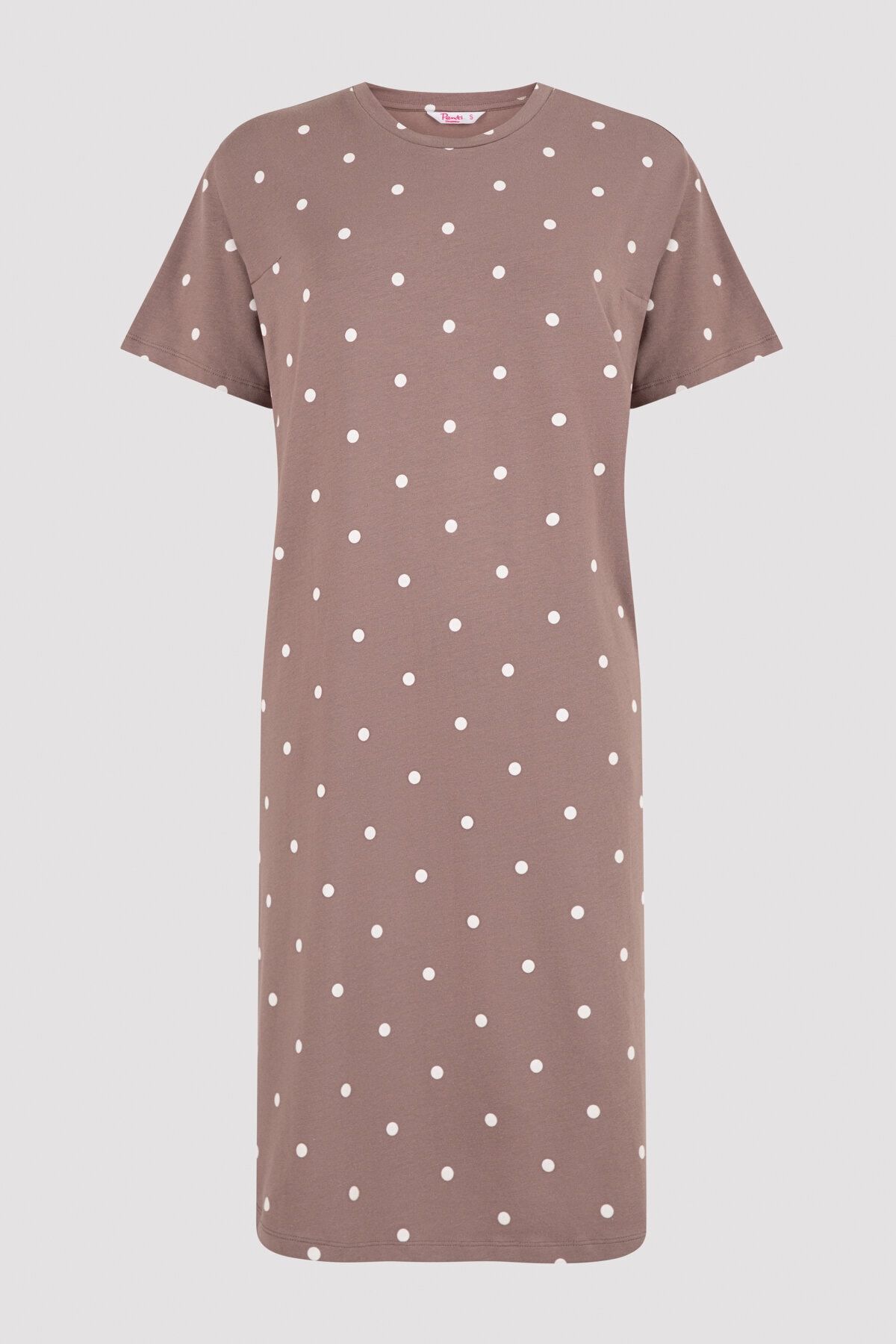 Gri Mama Hamile Cinnamon Dots Elbise