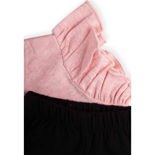 Uğur Böceği Baskılı Taytlı Takım 1-5 Yaş Pembe Melanj