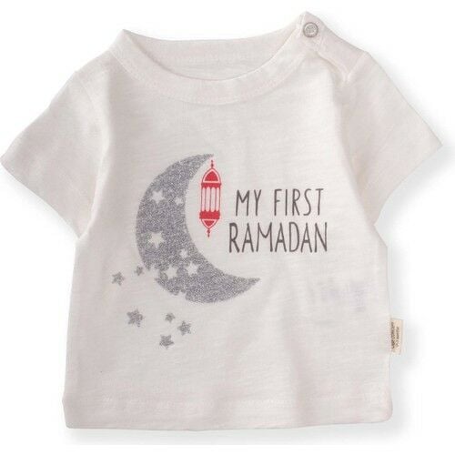 İlk Ramazan'ım Baskılı Bebek Tişört 0-18 Ay Ekru